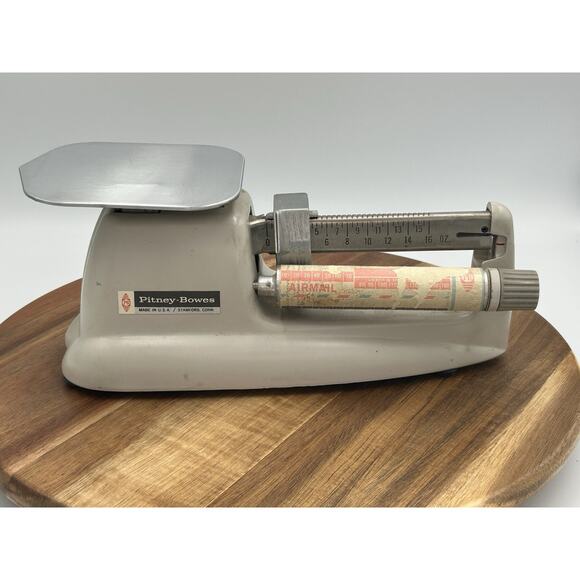 Vintage Pitney-Bowes Mechanical Postal Scale 16 oz Rate Roller USA Made MCM - Picture 1 of 12